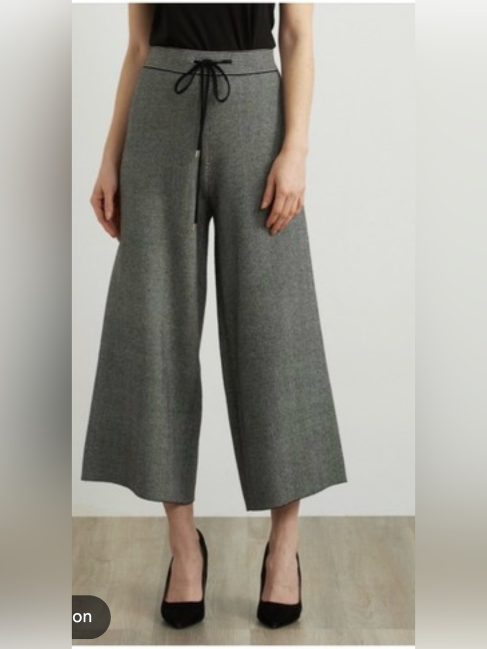 Gabby Isabella Gray Wide-Leg Knit Culotte Pants